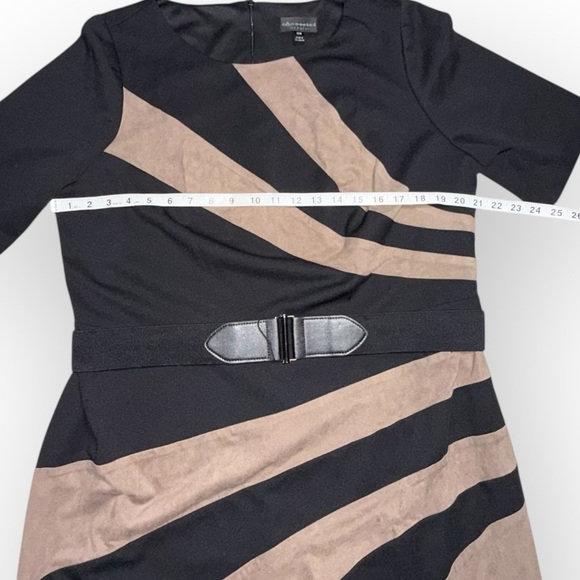 CONNECTED APPAREL Asymmetrical Sheath Dress - Black/Tan 16W - Picture 7 of 13